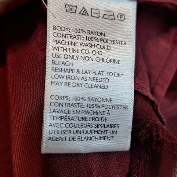 Silence + noise small shortsleeve irregular frayed hem rayon burgandy mini dress - Picture 4 of 6